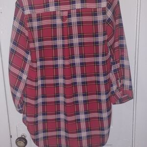 Cals Vibrant Red and Blue Checkered Blouse